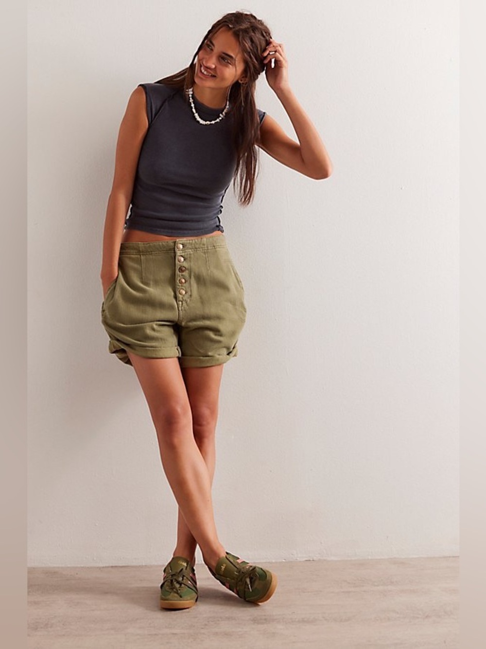Free People We The Free Osaka Relaxed Short in Olive